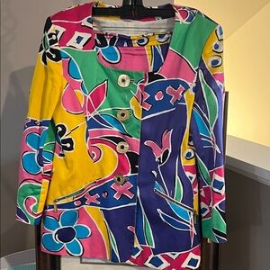 Escada Multicolor Abstract Jacket and Skirt Set